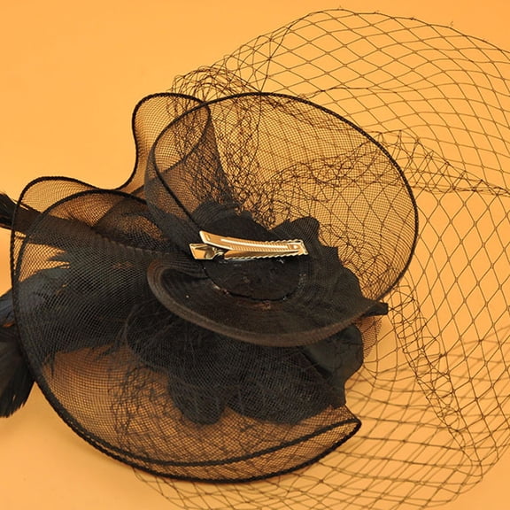 LOLIPPYY Party Fascinator Clip Black Veil Hairpin Stylish Banquet Wedding Event Headpiece