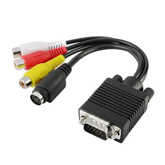 LOLIPPYY Pc Adapter Cable Vga to S Video and Rca TV Output Cable for Desktop Black