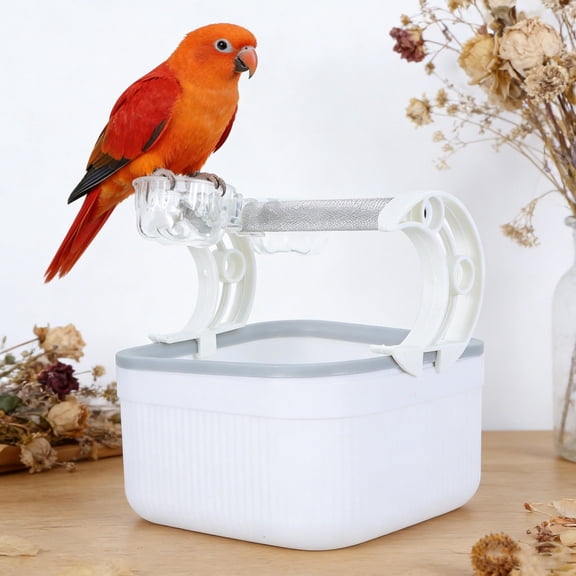 LOLIPPYY White Indoor Bird Stand with Removable Tray for Parakeet Feeding and Small Bird Care