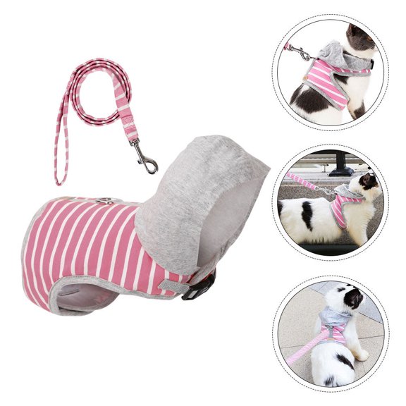 LOLIPPYY Pet Chest Straps in Pink with No Pull Leash for Cats Running and Training