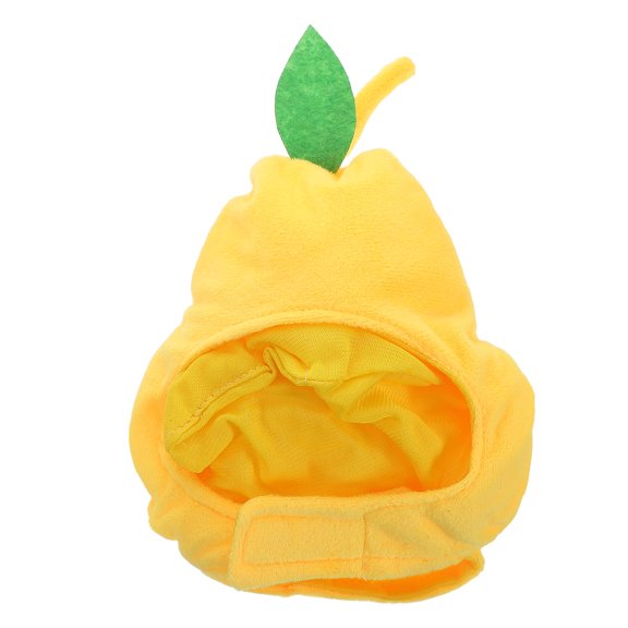 LOLIPPYY Pet Pear Headgear Yellow Soft Plush Cat Costume Hat Adjustable Strap for Parties