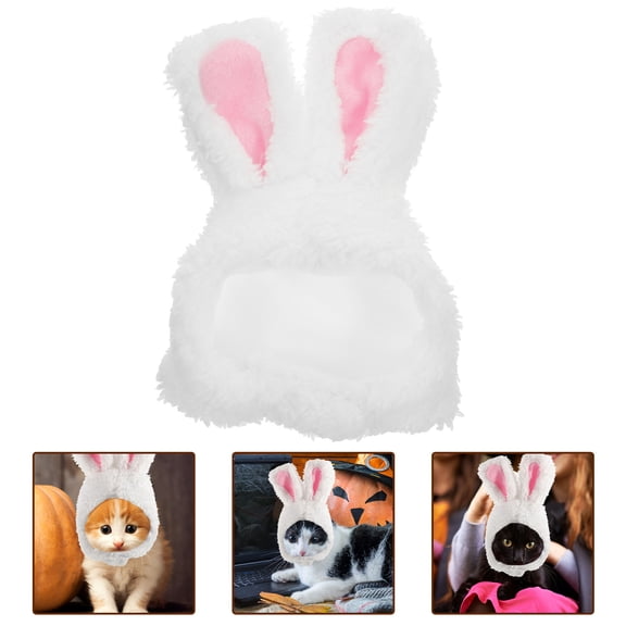 LOLIPPYY Pet Rabbit Headdress Bunny Ears Hat Plush Photo Prop for Small Dogs 1Pcs
