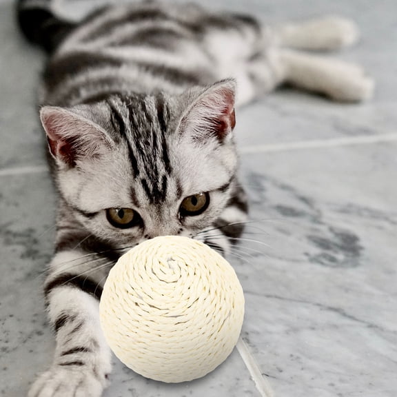 LOLIPPYY Pet Scratching Ball Hemp Rope Beige Simple and Elegant Scratching for Cats Indoor 1Pack