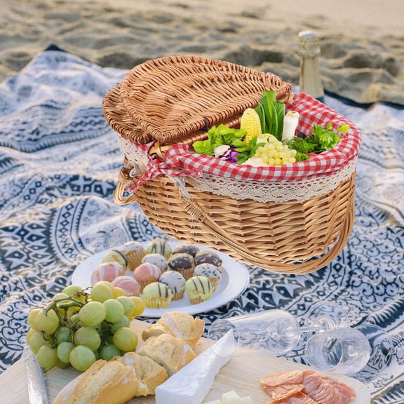 LOLIPPYY Picnic Basket Split Lid Outdoor Basket 1Pack 16.1*11*7.9in