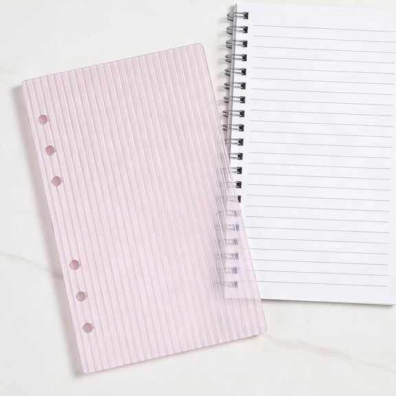 LOLIPPYY Pink Acrylic A6 6 Ring Binder Cover Clear Notebook Shell for Office Use