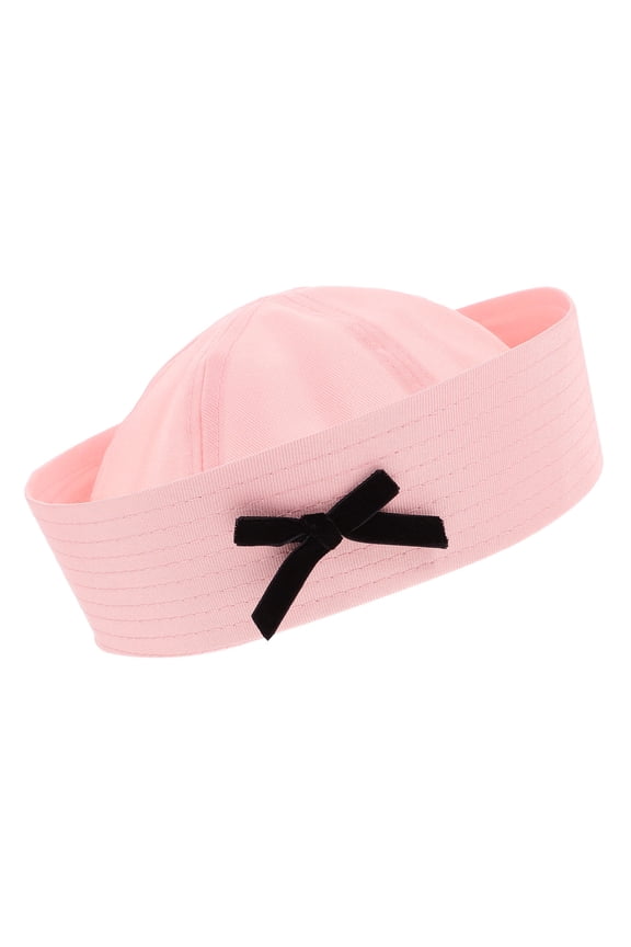 Pink Bowknot Sailor Hat for Women's Stylish Fabric Cap for Outdoor Cosplay Events Size Adjustable