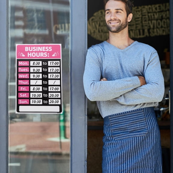 LOLIPPYY Pink Business Hours Sign for Glass Door PVC Removable SelfAdhesive Sticker for Decor 4.5x7 inches