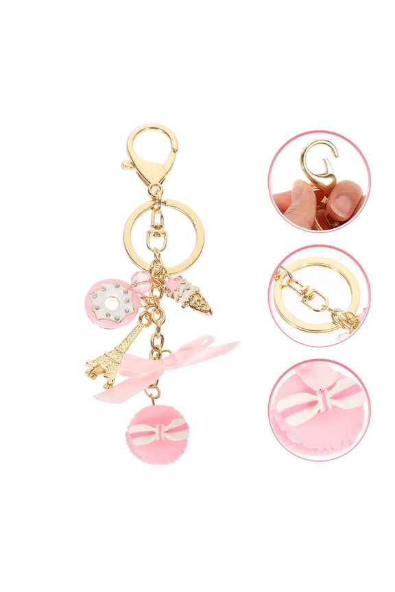 Pink Cake Keychain Decorative Hanging Pendant for Car Keys and Bags