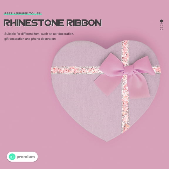 LOLIPPYY Pink Decorative Rhinestone Ribbon Cuttable Clothes Trim with Hot Melt Adhesive for Crafts