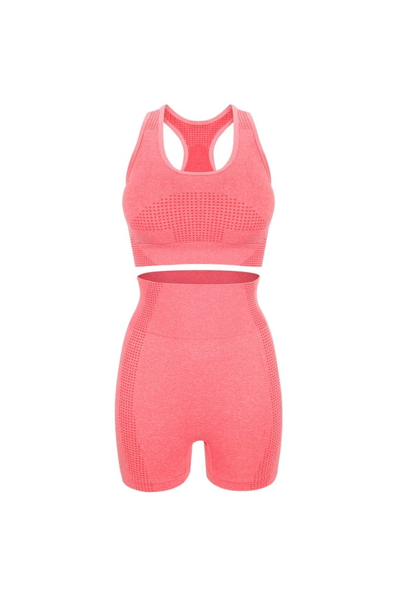 Pink Lightweight and Breathable Yoga Clothes for Women's Comfortable Workout Set Nylon 2 Piece Set