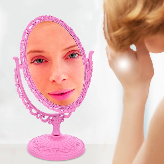 LOLIPPYY Pink Oval Rotating Vanity Mirror for Makeup with 360 Degree Adjustable Angle