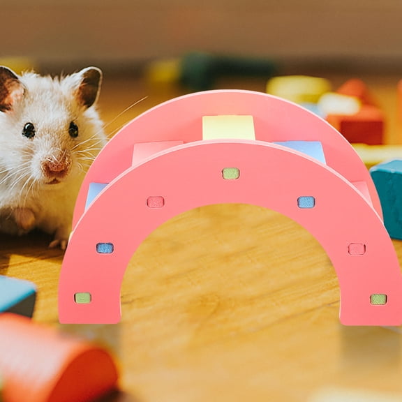 LOLIPPYY Pink Plastic Pet Bridge with Ladder for Hamster Gerbil Chinchilla Cage Use