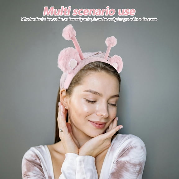 LOLIPPYY Pink Plush Bear Bee Antenna Headband Soft Hair Accessory for Themed Parties