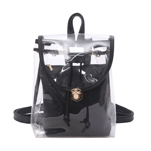 LOLIPPYY Pink Transparent Backpack for Summer Travel Storage Durable PVC and with Multiple Pockets