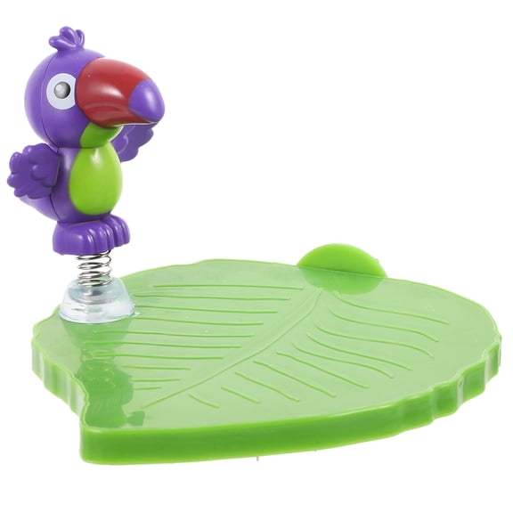 LOLIPPYY Plastic Bird Platform with Leaf Look and Fake Parrot Detail for Parrot Cage Fun