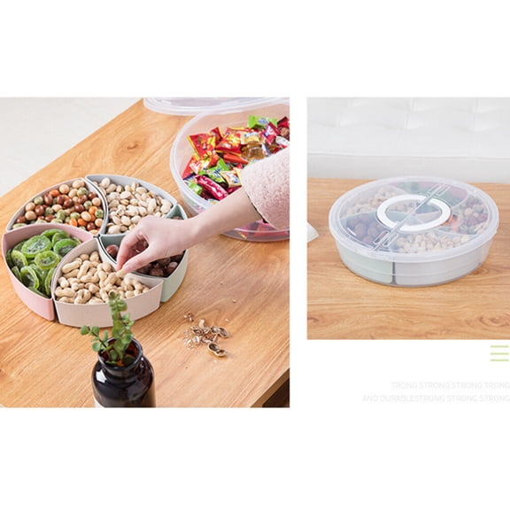 LOLIPPYY Plastic Candy Holder with Handle 5 Compartments Snack and Fruit Storage Box