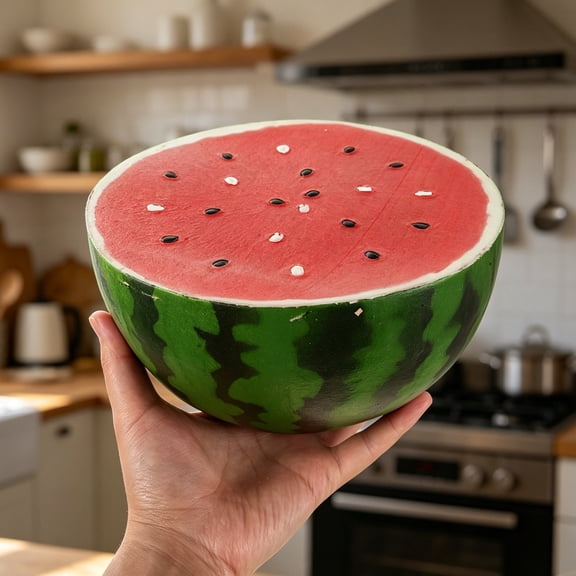 LOLIPPYY Plastic Fake Fruit Half Watermelon Model for Decorative Display and Party Centerpiece
