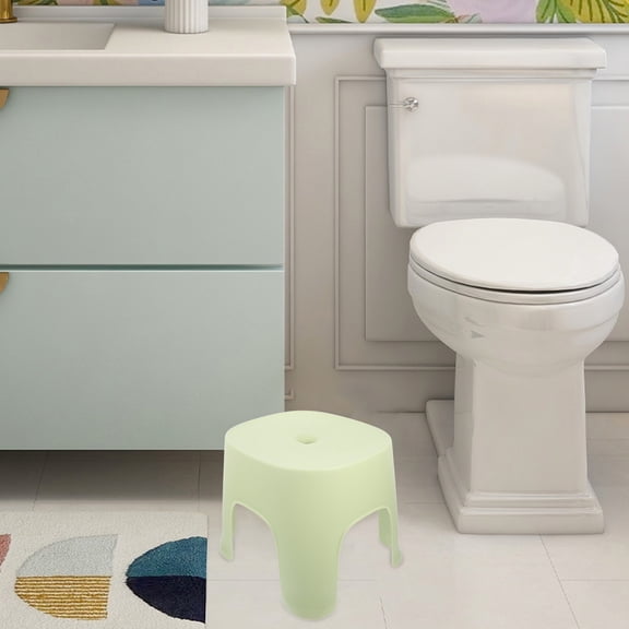 LOLIPPYY Plastic Foot Stool Light Green Nonslip Small Step Stool for Bathroom and Home Use with Sturdy PVC Design