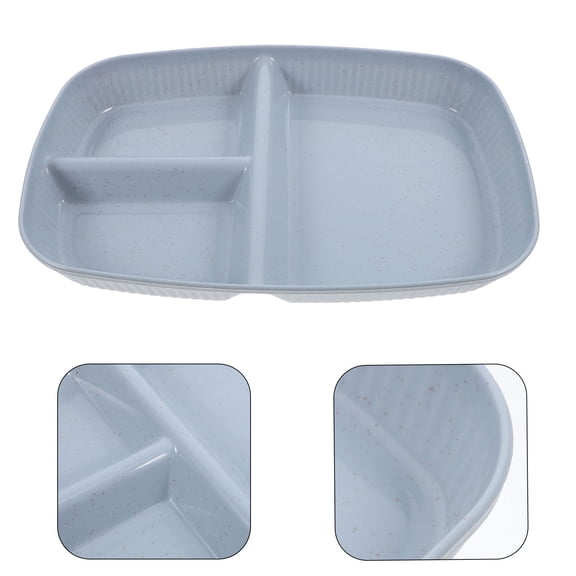 LOLIPPYY Plastic Japanese Dinnerware Set Sky Blue Rectangular Divided Food Plate for Serving