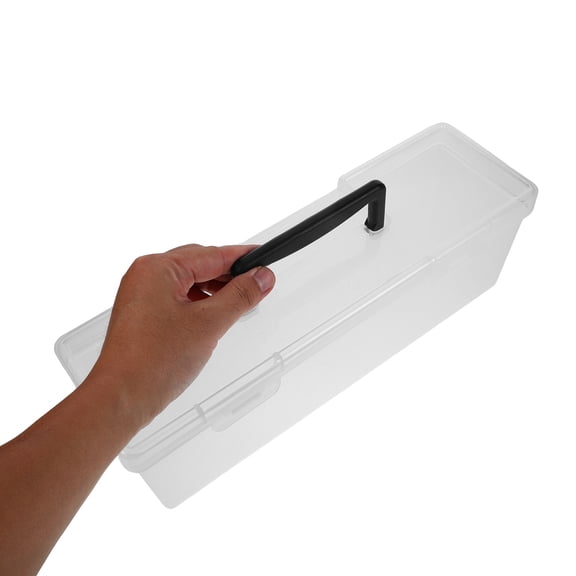 LOLIPPYY Clear Plastic Storage Box with Lid and Handle, Organizer Case for Kitchen Supplies or Craft Materials