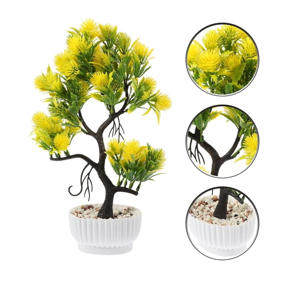 LOLIPPYY Plastic Trees for Home Decor Artificial Bonsai Tree Yellow No Watering 1Pcs for Living Room Decor