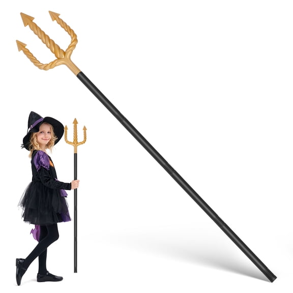 LOLIPPYY Plastic Trident: Adult King Trident Costume Accessory Devil Pitch Fork Prop For Halloween Masquerade Cosplay Party Decoration Black