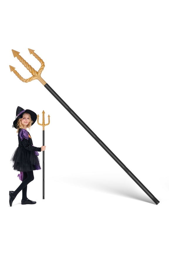 Plastic Trident: Adult King Trident Costume Accessory Devil Pitch Fork Prop For Halloween Masquerade Cosplay Party Decoration Black
