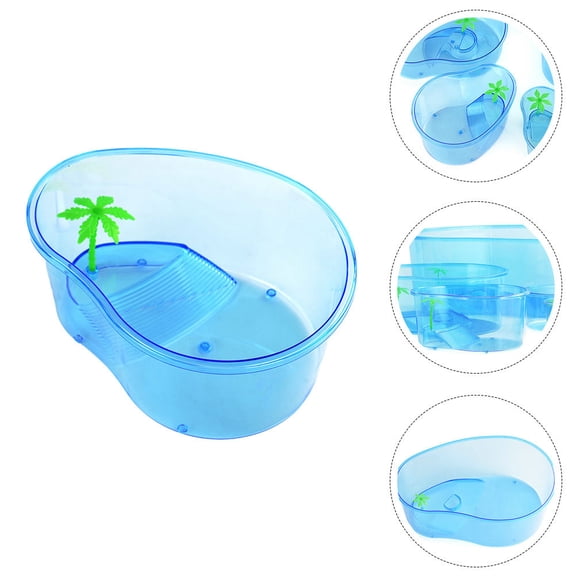 LOLIPPYY Plastic Turtle Tank Sky Blue with Creative Design and Large Capacity for Reptile Habitat