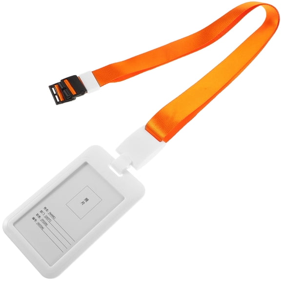 LOLIPPYY Plastic Work Card Holder with Retractable Lanyard Orange Protective Badge Sleeve for Office Use