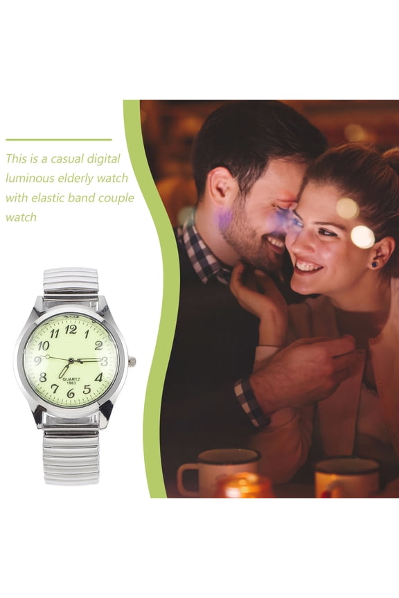 Plated Elderly Digital Expansion Band Watch with Glow in Dark Feature and Hypoallergenic Material