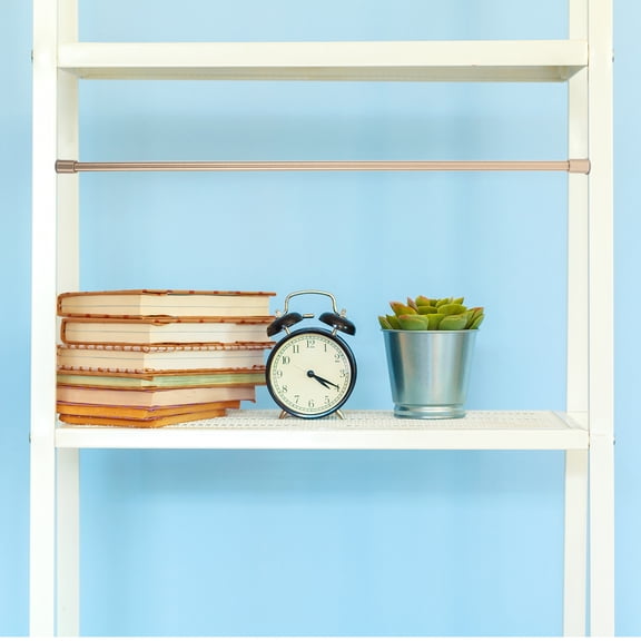 LOLIPPYY Plated Gold Aluminum Alloy Metal Bookshelf Rail and Cabinet Stopper Rod for Home Wine Rack and Shelf Organization