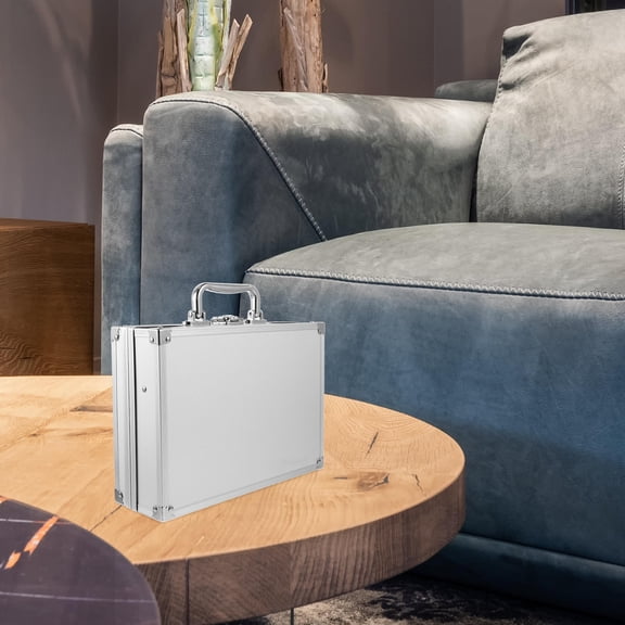 LOLIPPYY Plated Silver Aluminum Briefcase Hard Tool Case Metal Carrying Case with Locking Clasps