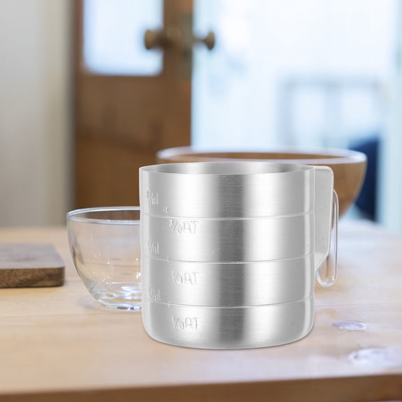 LOLIPPYY Plated Silver Aluminum Measuring Cup with Comfortable Handle for Accurate Liquid Measurement
