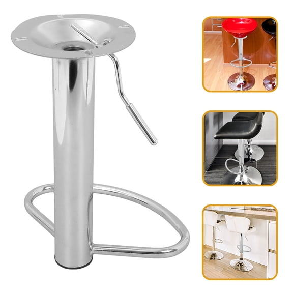LOLIPPYY Plated Silver Bar Stool Swivel Base Replacement with Integrated Footrest for Bar Seating