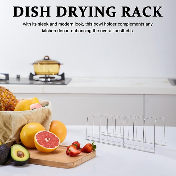 LOLIPPYY Plated Silver Kitchen Dish Rack Countertop Plate Shelf with Efficient Water Draining Design