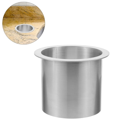 LOLIPPYY Plated Silver Metal Round Countertop Built in Trash Chute Grommet for Easy Storage and Bag Replacement