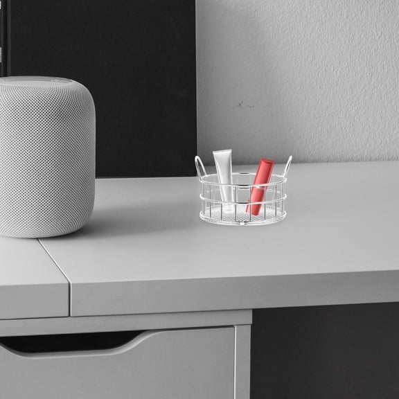 LOLIPPYY Plated Silver Metal Storage Basket for Kitchen Desktop Organizing Small Iron Wire Basket with Modern Stylish Design