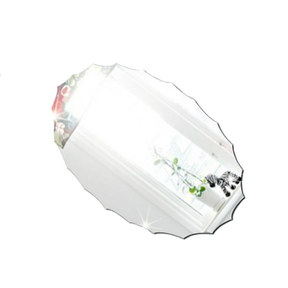 LOLIPPYY Plated Silver Oval Mirror Sticker Functional Mirror Sticker for Smooth Surfaces Bathroom Wall Decor