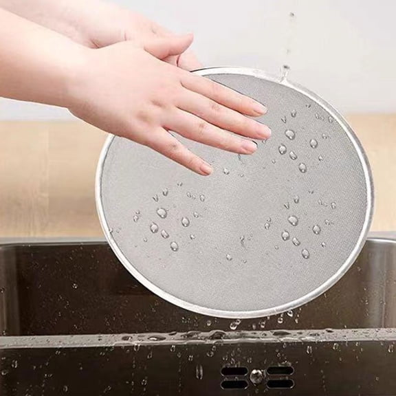 LOLIPPYY Plated Silver Pan Splatter Screen with Fine Mesh for Cooking and Grease Splash Protection
