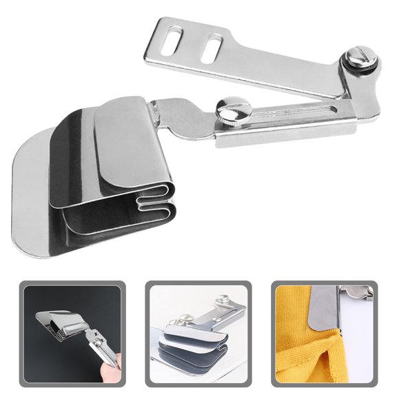 LOLIPPYY Plated Silver Sewing Machine Binder Metal Rolled Hem Foot Edge Folder for Smooth Fabric Binding