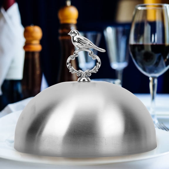 LOLIPPYY Plated Silver Stainless Steel Food Cover Protective Round Dish Cover for Kitchen Use