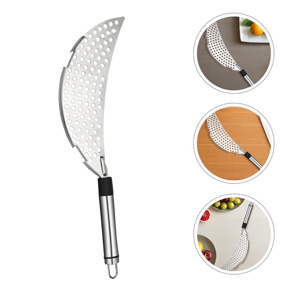 LOLIPPYY Plated Stainless Steel Pan Strainer with Easy Drainage - Compatible with Most Pots and Pans
