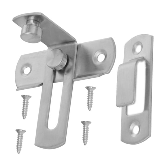LOLIPPYY Plated Silver Stainless Steel Slide Bolt Latch for Sliding Doors Cabinets with Right Angle Design