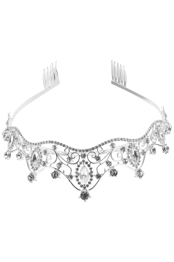 Plated Silver Wedding Crown for Bride Bridal Headband Tiaras Lightweight Elegant Headpiece