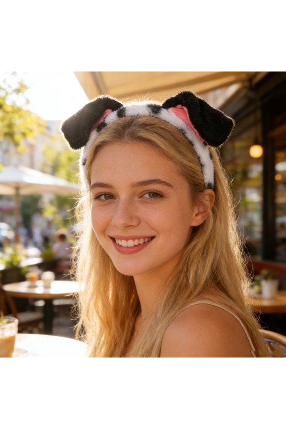 Plush Dalmatian Ears Headband Lightweight Comfortable Dog Ear Headband for Cosplay Party Decoration