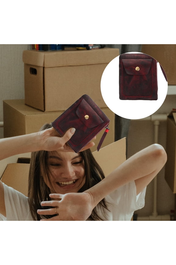 Pocket Pouch Money Bags Real Coffee Color 1Pcs European And American Style