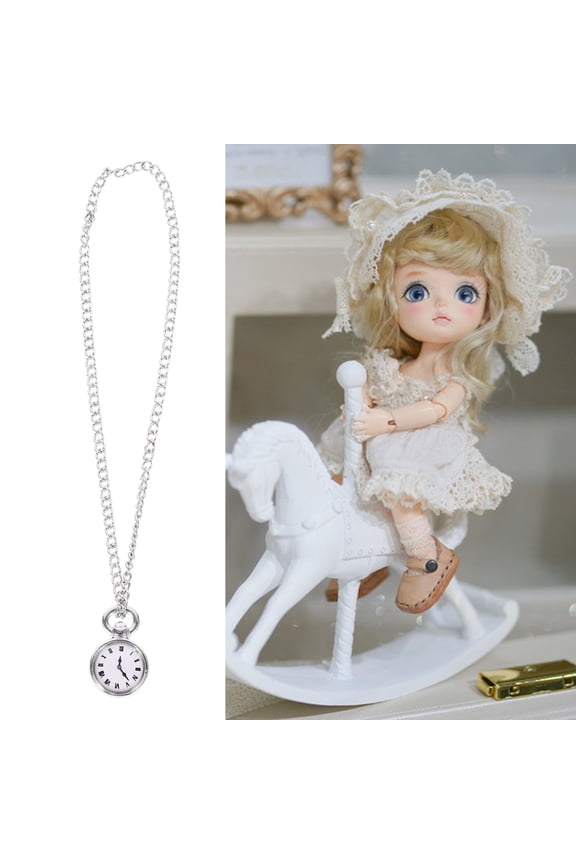 Mini Alloy Pocket Watch with Detachable Chain, 1 Piece Decorative Pocket Watch for Doll House and Collectibles