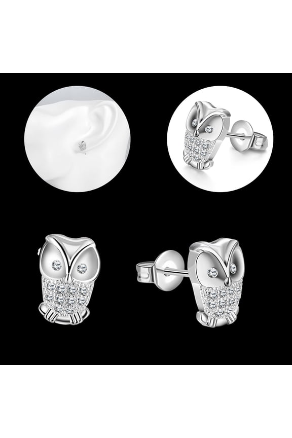 Polished Owl Earrings with Crystal Accent Perfect for Formal Events