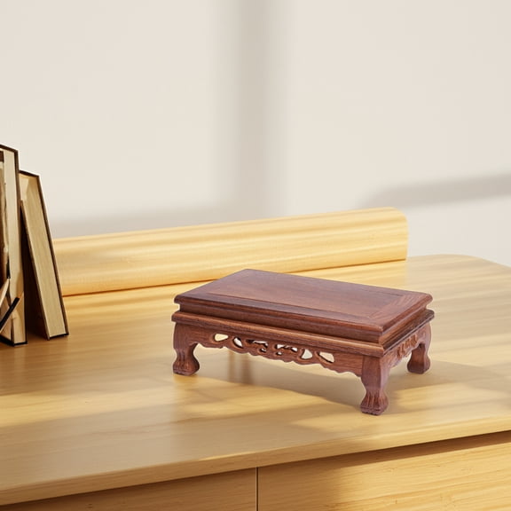LOLIPPYY Wooden Pooja Stand Brown Rectangular Flower Pot Base Platform for Home Decor Display - 1 Piece