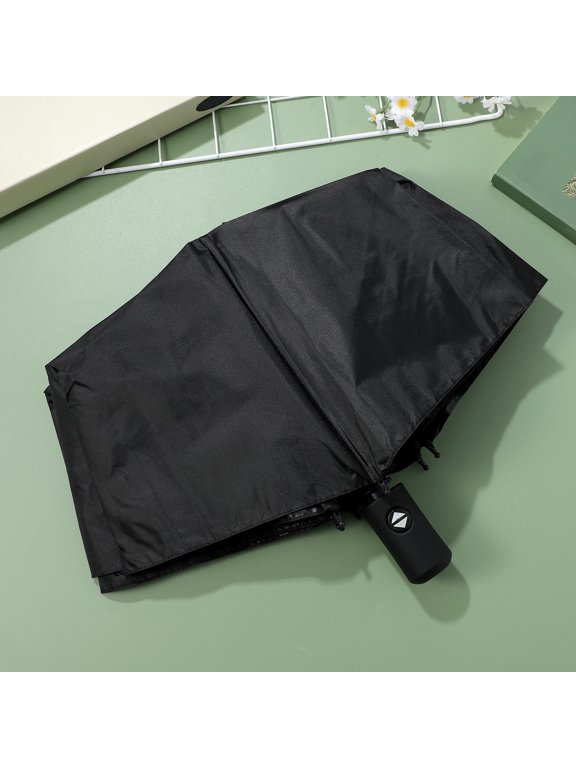 Automatic Black Travel Umbrella, Wind-Resistant, Large Canopy, Portable